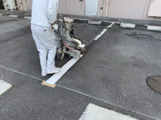 あま市　マンション駐車場ライン工事