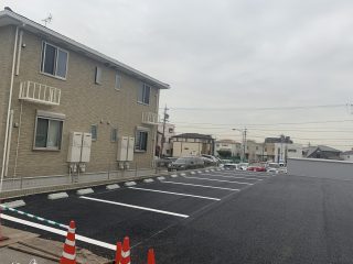 春日井市　月極駐車場　新設ライン工事