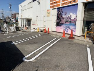 一宮市　店舗様駐車場ライン工事