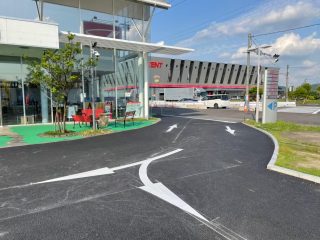 愛知県　犬山市　店舗駐車場　新規ライン工事