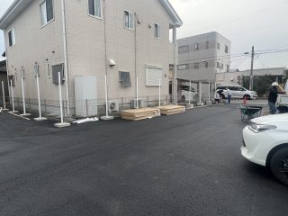 愛知県　豊田市　コンビニ駐車場　新設ライン工事