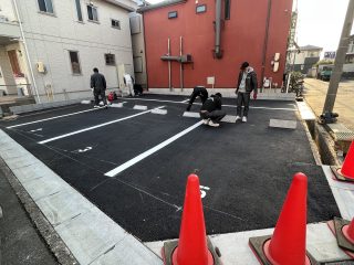 愛知県　春日井市　月極駐車場　新設ライン工事