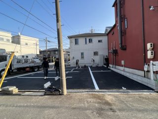 愛知県　春日井市　月極駐車場　新設ライン工事