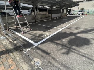 名古屋市　中区　月極駐車場　塗り替え工事　ライン追加工事