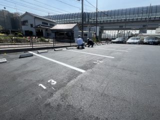 名古屋市　天白区　月極駐車場　新設ライン工事