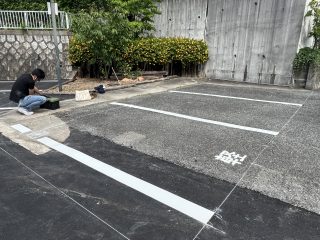 愛知県　東海市　クリニック駐車場　新設ライン工事