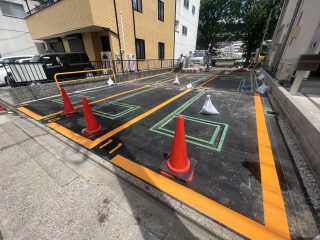 名古屋市　中区　コインパーキング　新設ライン工事